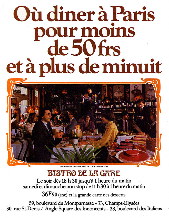 Publicité Bistro Romain 1981